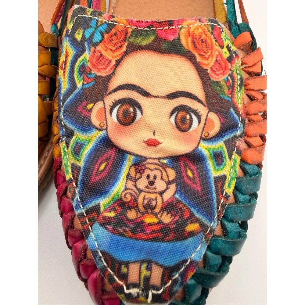 Giovanni D'Navarro Frida Kahlo Huarache Sandals 7 Multi Color Boho